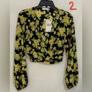 Ming Black and Green Floral Blouse
